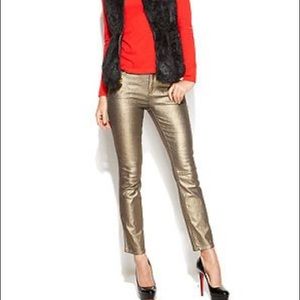 NWOT Ellen Tracy Betty Slim ankle gold Metallic Jeans / Pants (SZ: 8)